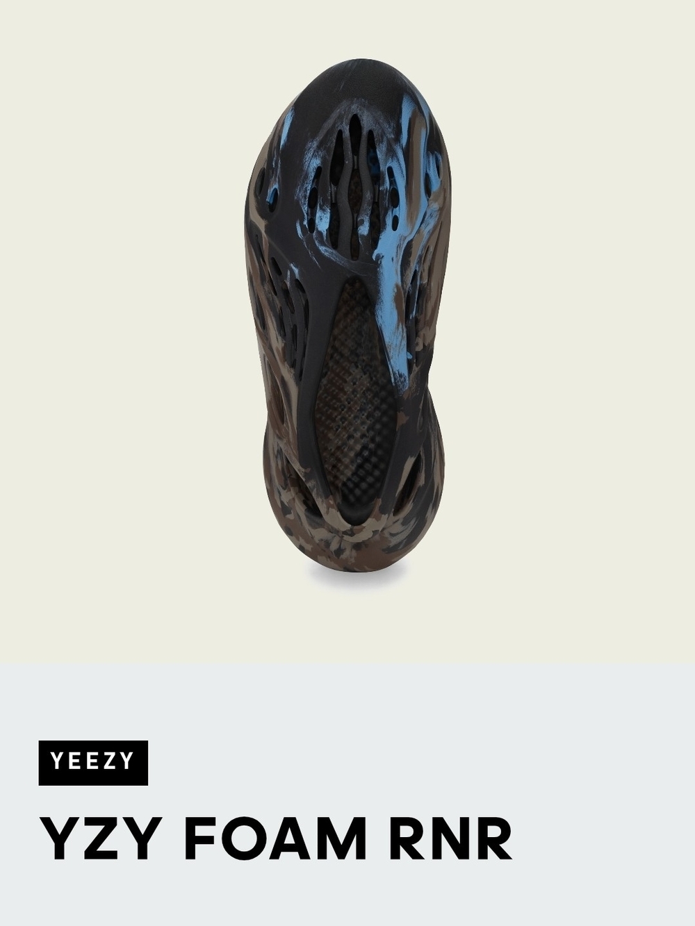 Yeezy YZY Foam RNR Slip-On Shoe - Black & Blue Accents